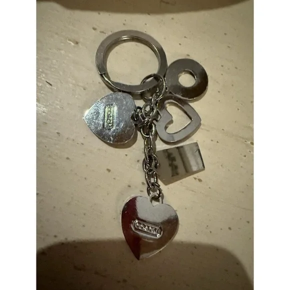 Vintage COACH Pink Pave Hearts Stars Swarovski Crystal Multi Charm Keychain Fob - Picture 4 of 5
